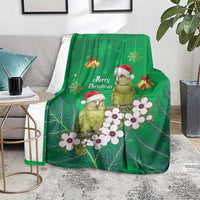 New Zealand Kakapo Christmas Blanket Owl Parrot Santa Sliver Fern Manuka - Green LT14 - Polynesian Pride