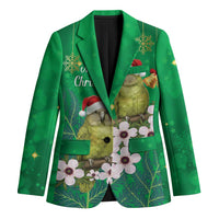 New Zealand Kakapo Christmas Blazer Owl Parrot Santa Sliver Fern Manuka - Green LT14 Unisex Green - Polynesian Pride