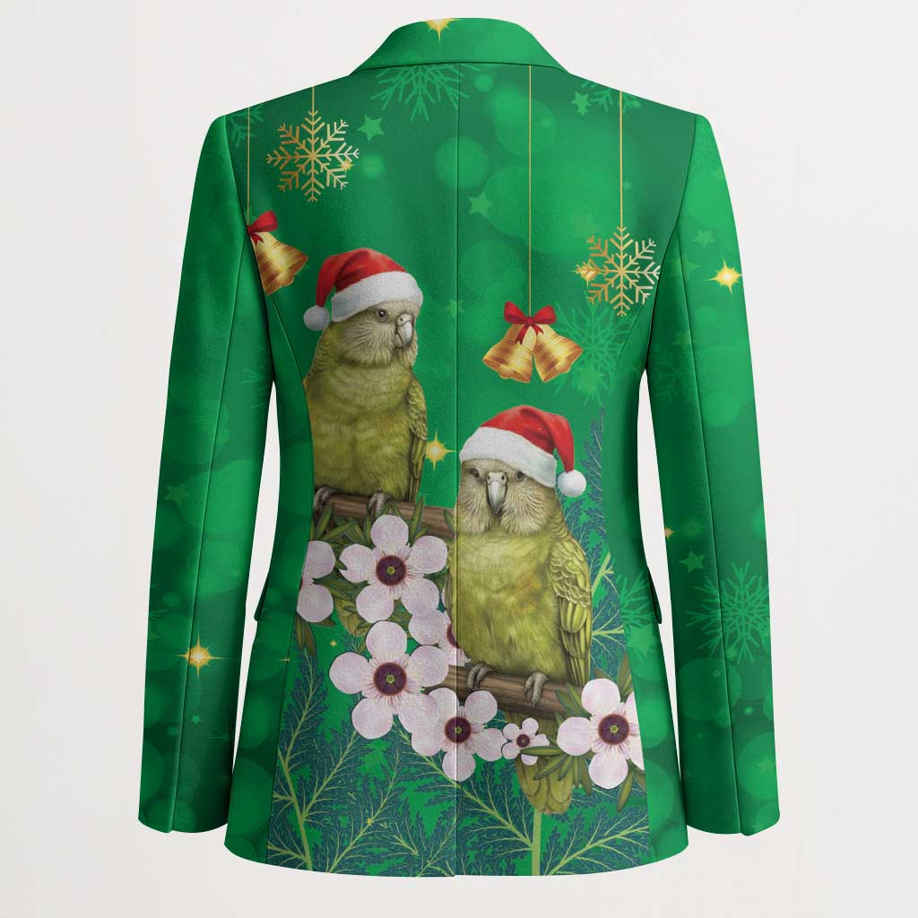 New Zealand Kakapo Christmas Blazer Owl Parrot Santa Sliver Fern Manuka - Green LT14 - Polynesian Pride