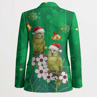 New Zealand Kakapo Christmas Blazer Owl Parrot Santa Sliver Fern Manuka - Green LT14 - Polynesian Pride