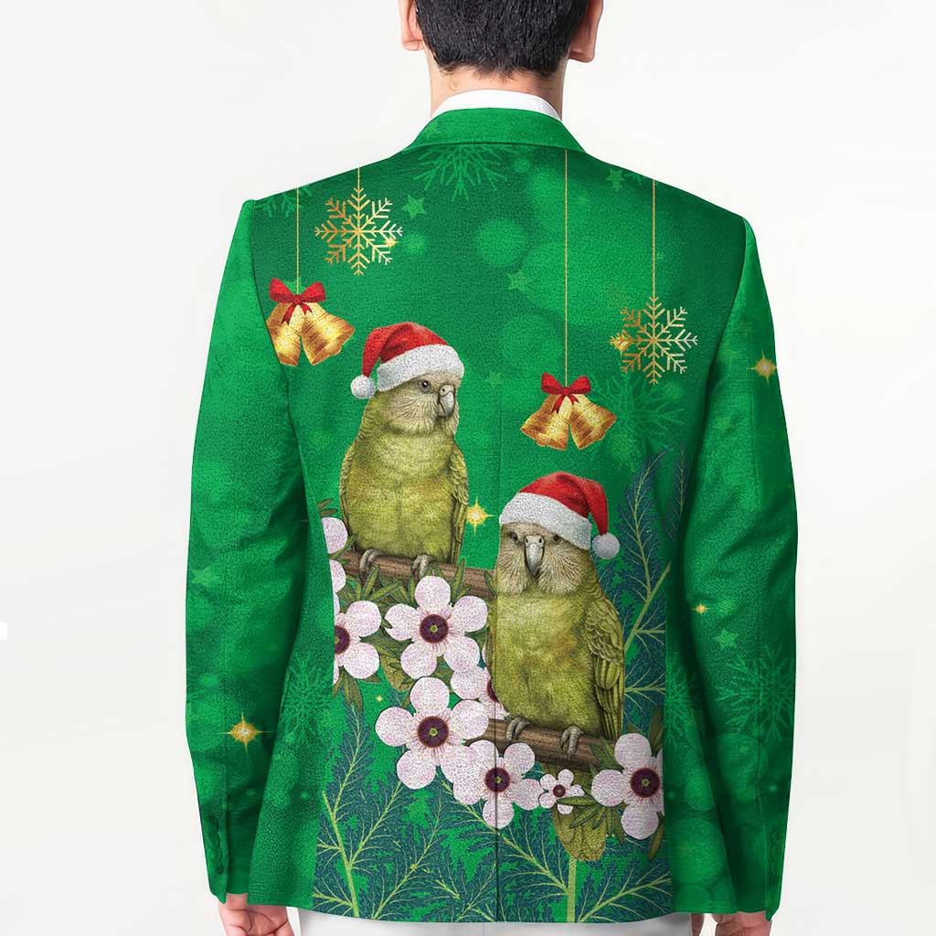 New Zealand Kakapo Christmas Blazer Owl Parrot Santa Sliver Fern Manuka - Green LT14 - Polynesian Pride
