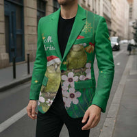 New Zealand Kakapo Christmas Blazer Owl Parrot Santa Sliver Fern Manuka - Green LT14 - Polynesian Pride