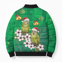 New Zealand Kakapo Christmas Bomber Puffer Jacket Owl Parrot Santa Sliver Fern Manuka - Green LT14 - Polynesian Pride