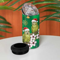 New Zealand Kakapo Christmas 4 in 1 Can Cooler Tumbler Owl Parrot Santa Sliver Fern Manuka - Green LT14 - Polynesian Pride