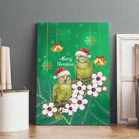 New Zealand Kakapo Christmas Canvas Wall Art Owl Parrot Santa Sliver Fern Manuka - Green LT14 - Polynesian Pride