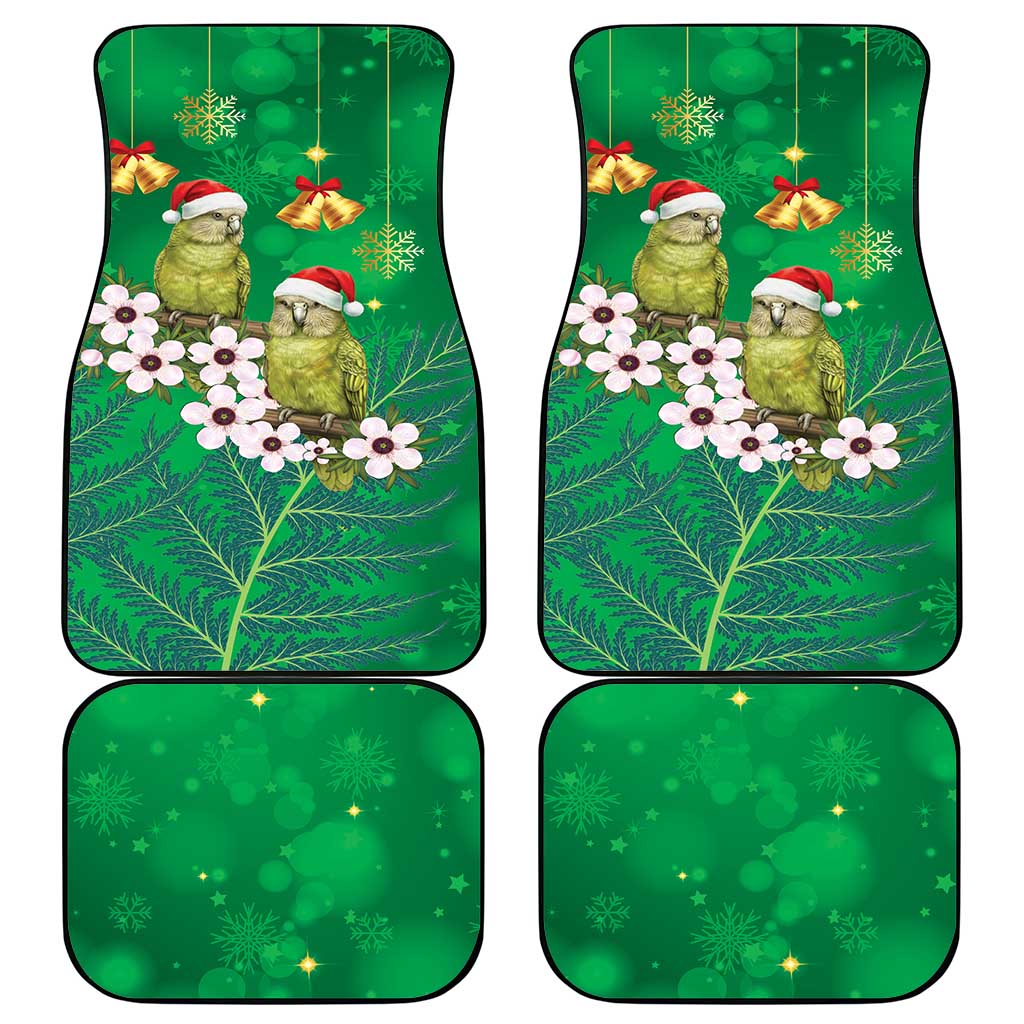New Zealand Kakapo Christmas Car Mats Owl Parrot Santa Sliver Fern Manuka - Green LT14 - Polynesian Pride