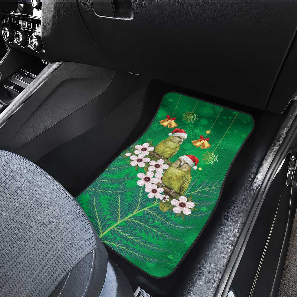 New Zealand Kakapo Christmas Car Mats Owl Parrot Santa Sliver Fern Manuka - Green LT14 - Polynesian Pride