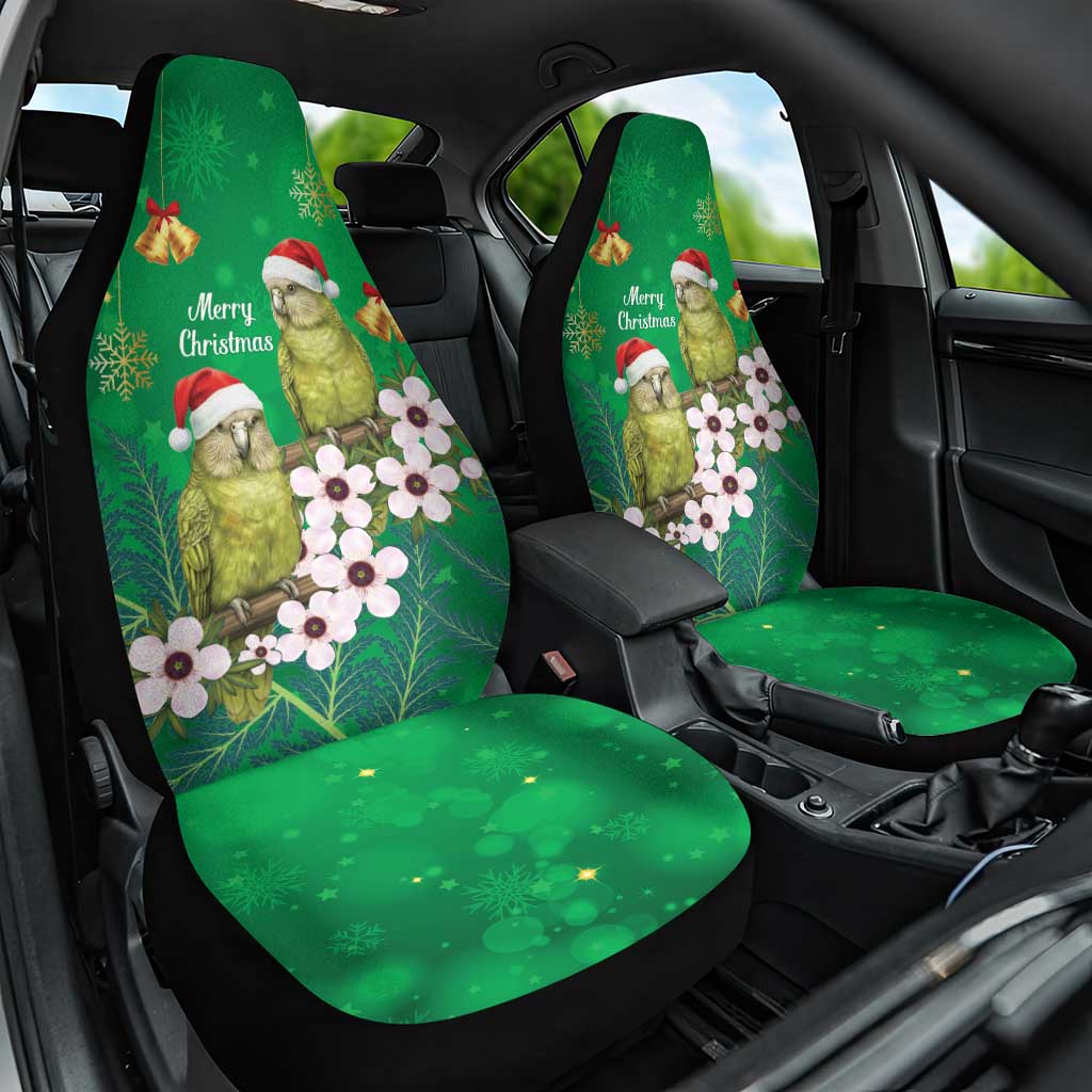 New Zealand Kakapo Christmas Car Seat Cover Owl Parrot Santa Sliver Fern Manuka - Green LT14 One Size Green - Polynesian Pride