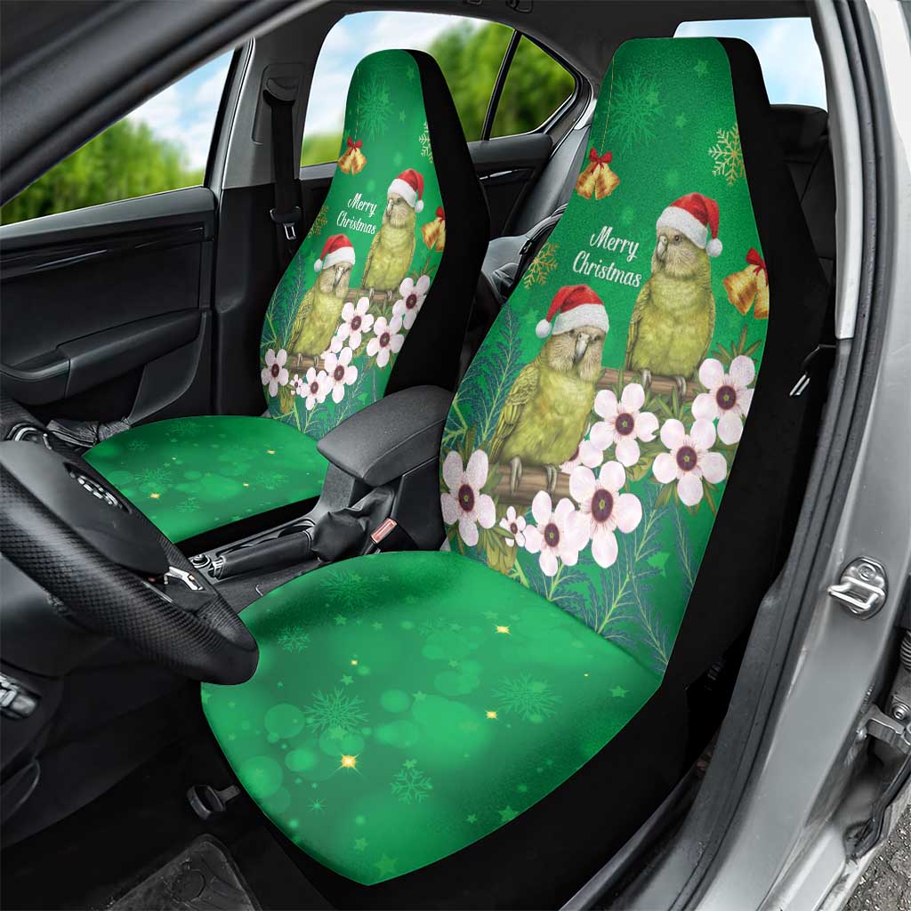 New Zealand Kakapo Christmas Car Seat Cover Owl Parrot Santa Sliver Fern Manuka - Green LT14 - Polynesian Pride