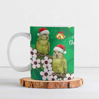 New Zealand Kakapo Christmas Ceramic Mug Owl Parrot Santa Sliver Fern Manuka - Green LT14 Green - Polynesian Pride