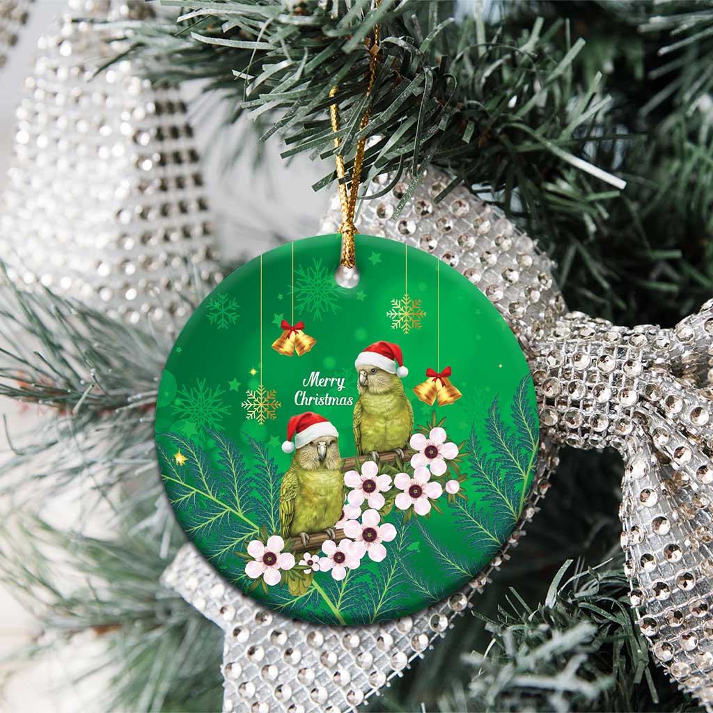 New Zealand Kakapo Christmas Ceramic Ornament Owl Parrot Santa Sliver Fern Manuka - Green LT14 - Polynesian Pride