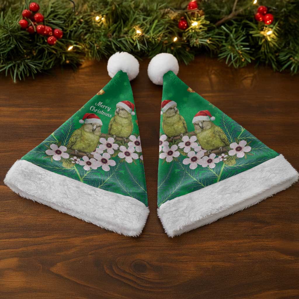 New Zealand Kakapo Christmas Santa Hat Owl Parrot Santa Sliver Fern Manuka - Green LT14 - Polynesian Pride