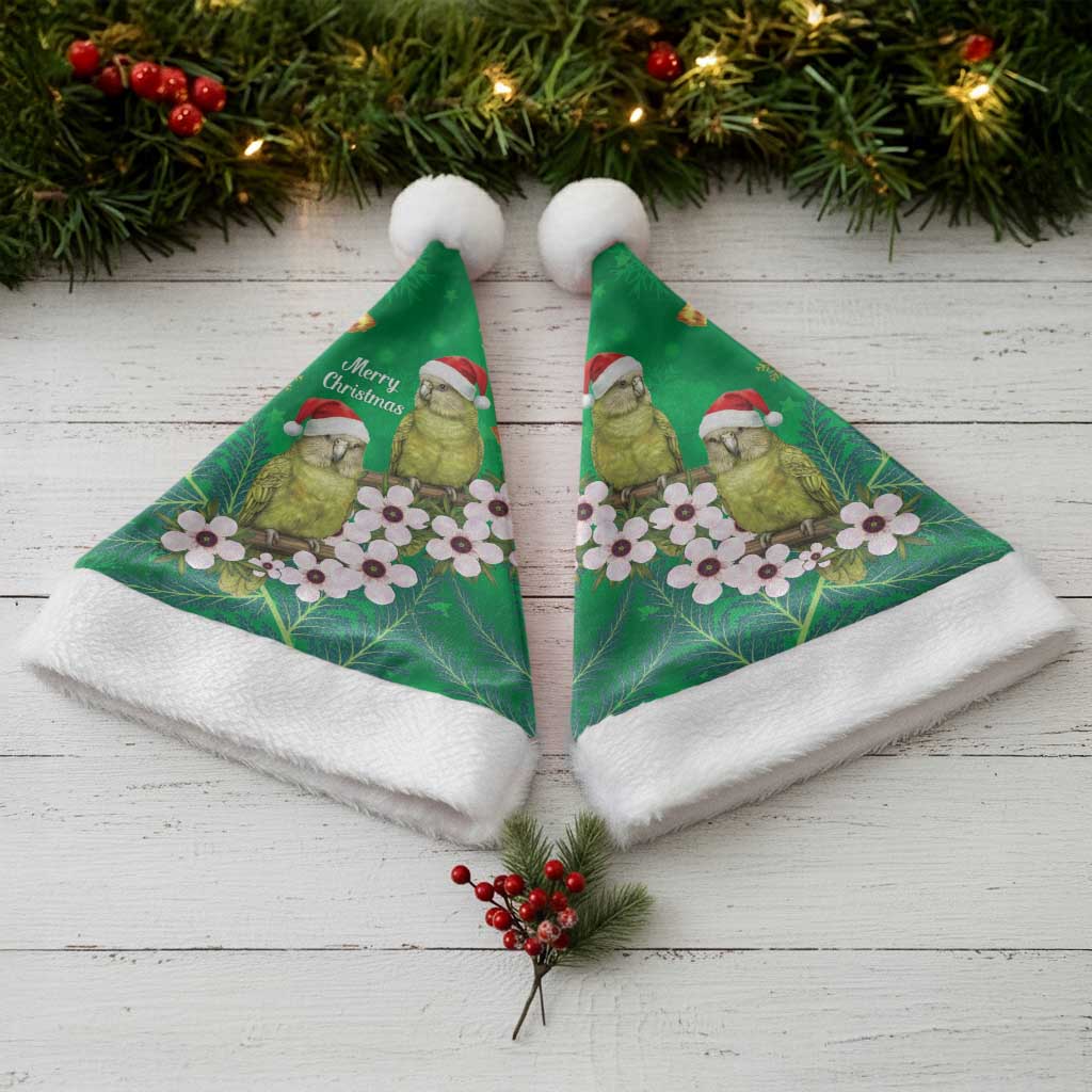 New Zealand Kakapo Christmas Santa Hat Owl Parrot Santa Sliver Fern Manuka - Green LT14 - Polynesian Pride
