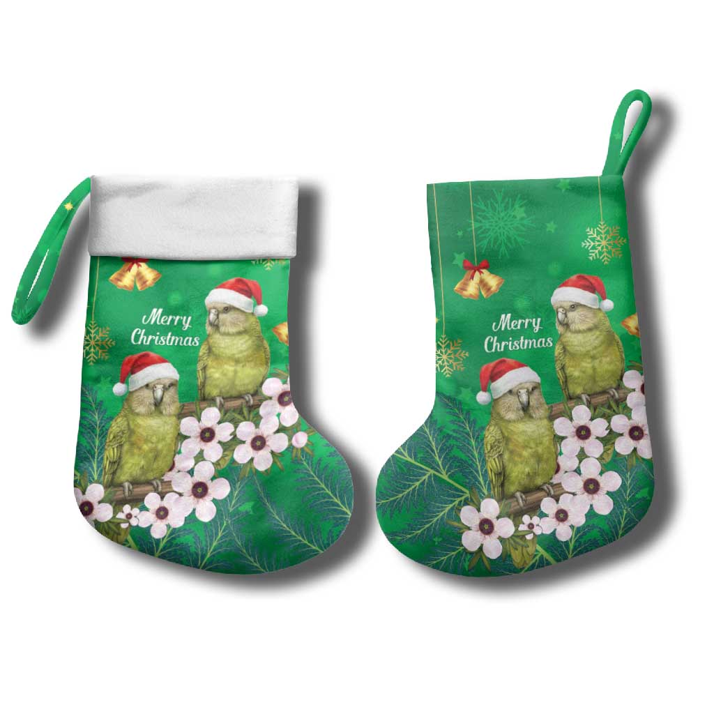 New Zealand Kakapo Christmas Stocking Owl Parrot Santa Sliver Fern Manuka - Green LT14 - Polynesian Pride