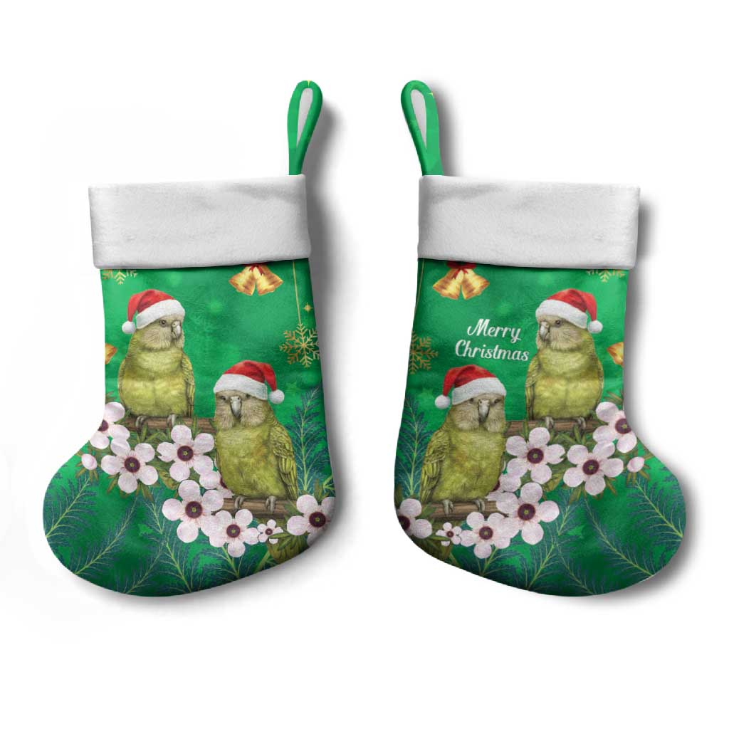New Zealand Kakapo Christmas Stocking Owl Parrot Santa Sliver Fern Manuka - Green LT14 - Polynesian Pride