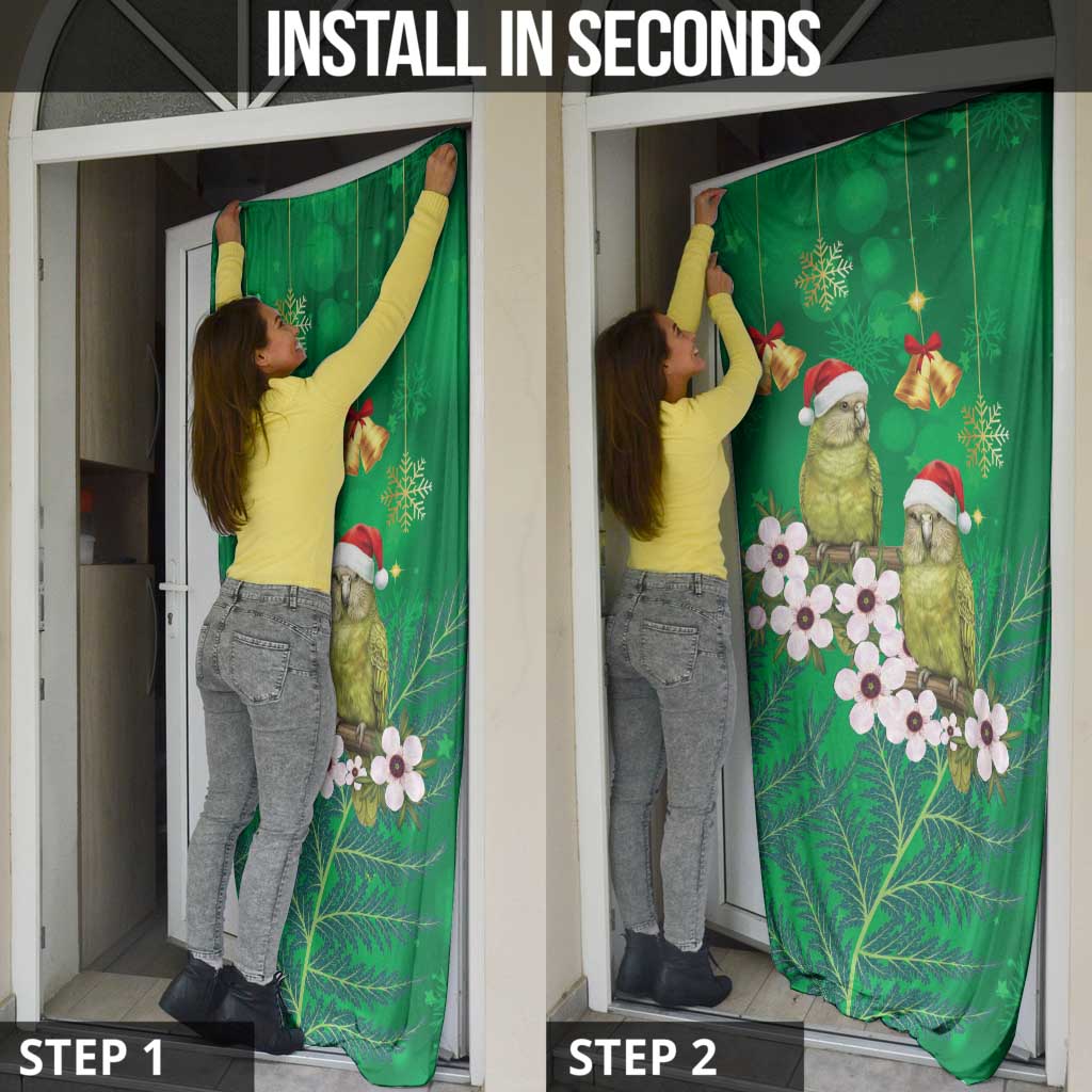 New Zealand Kakapo Christmas Door Cover Owl Parrot Santa Sliver Fern Manuka - Green LT14 - Polynesian Pride