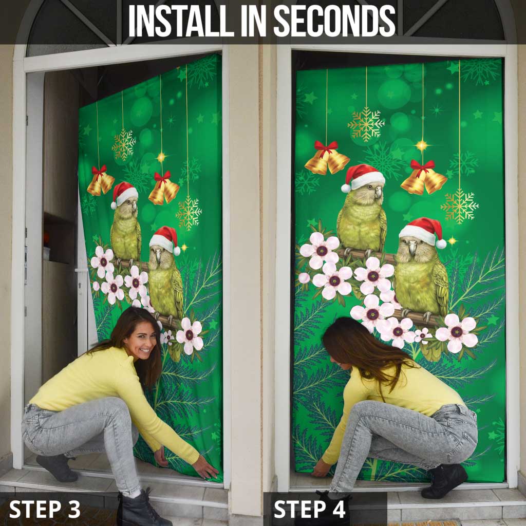 New Zealand Kakapo Christmas Door Cover Owl Parrot Santa Sliver Fern Manuka - Green LT14 - Polynesian Pride