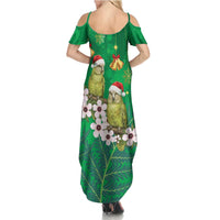 New Zealand Kakapo Christmas Family Matching Summer Maxi Dress and Hawaiian Shirt Owl Parrot Santa Sliver Fern Manuka - Green LT14 - Polynesian Pride