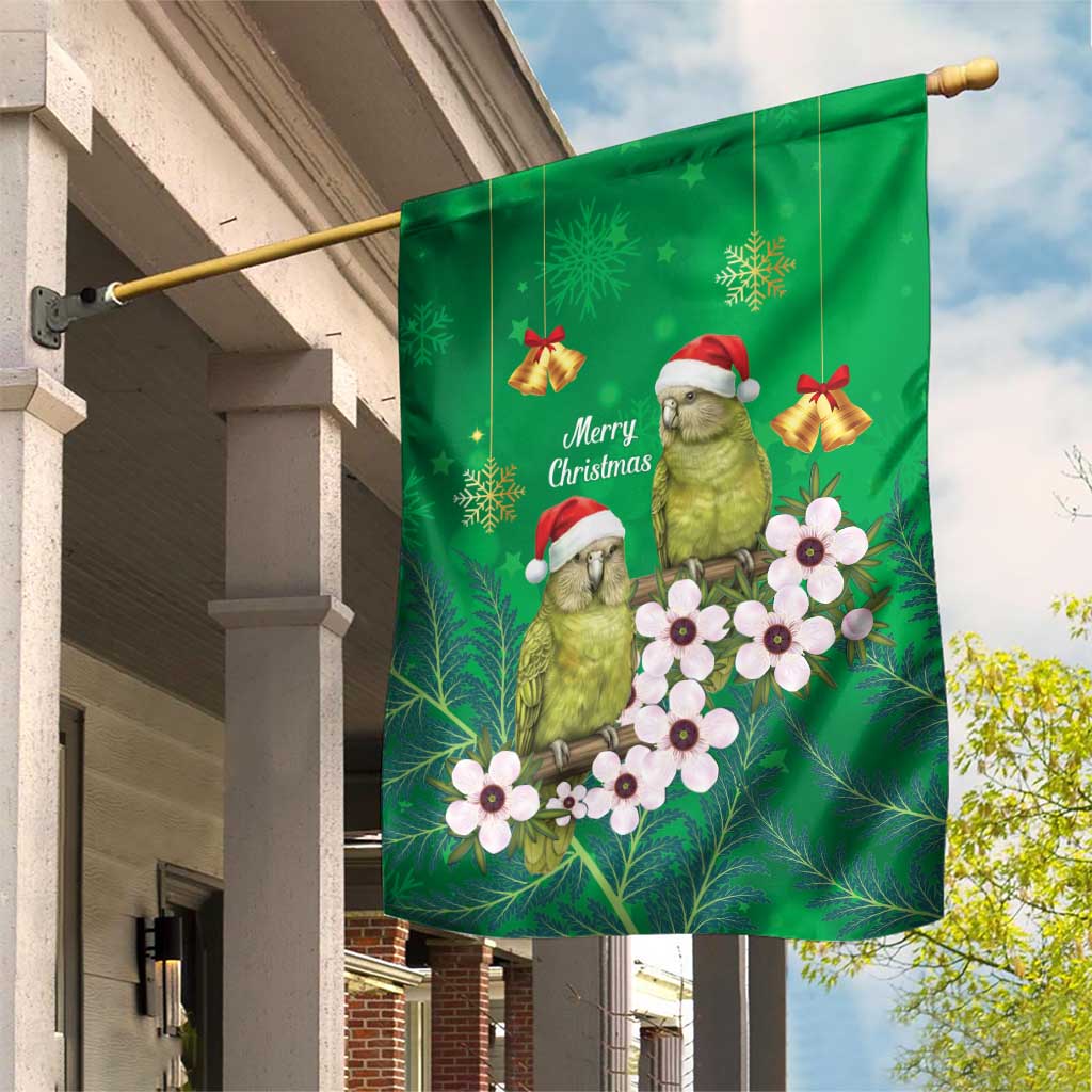 New Zealand Kakapo Christmas Garden Flag Owl Parrot Santa Sliver Fern Manuka - Green LT14 House Flag Green - Polynesian Pride