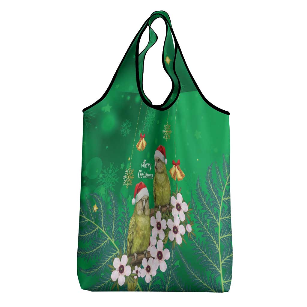 New Zealand Kakapo Christmas Grocery Bag Owl Parrot Santa Sliver Fern Manuka - Green LT14 - Polynesian Pride