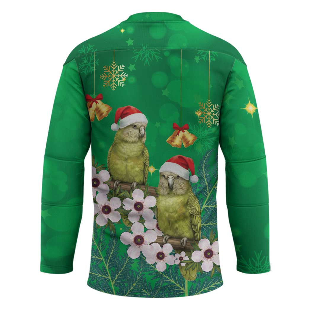 New Zealand Kakapo Christmas Hockey Jersey Owl Parrot Santa Sliver Fern Manuka - Green LT14 - Polynesian Pride