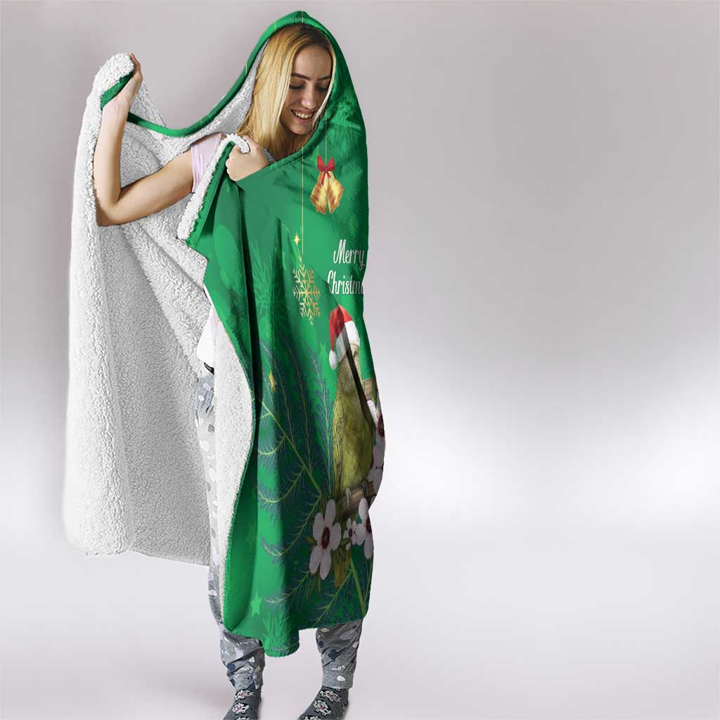 New Zealand Kakapo Christmas Hooded Blanket Owl Parrot Santa Sliver Fern Manuka - Green LT14 - Polynesian Pride