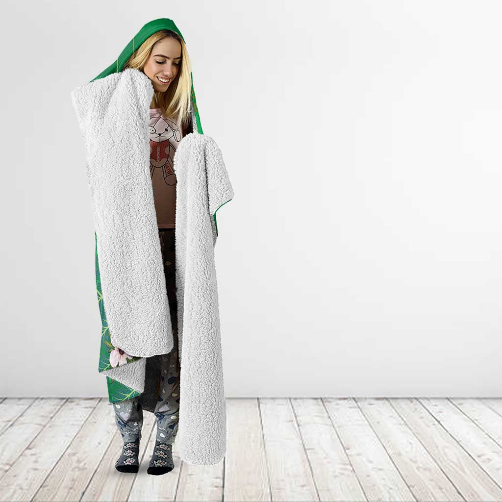 New Zealand Kakapo Christmas Hooded Blanket Owl Parrot Santa Sliver Fern Manuka - Green LT14 - Polynesian Pride