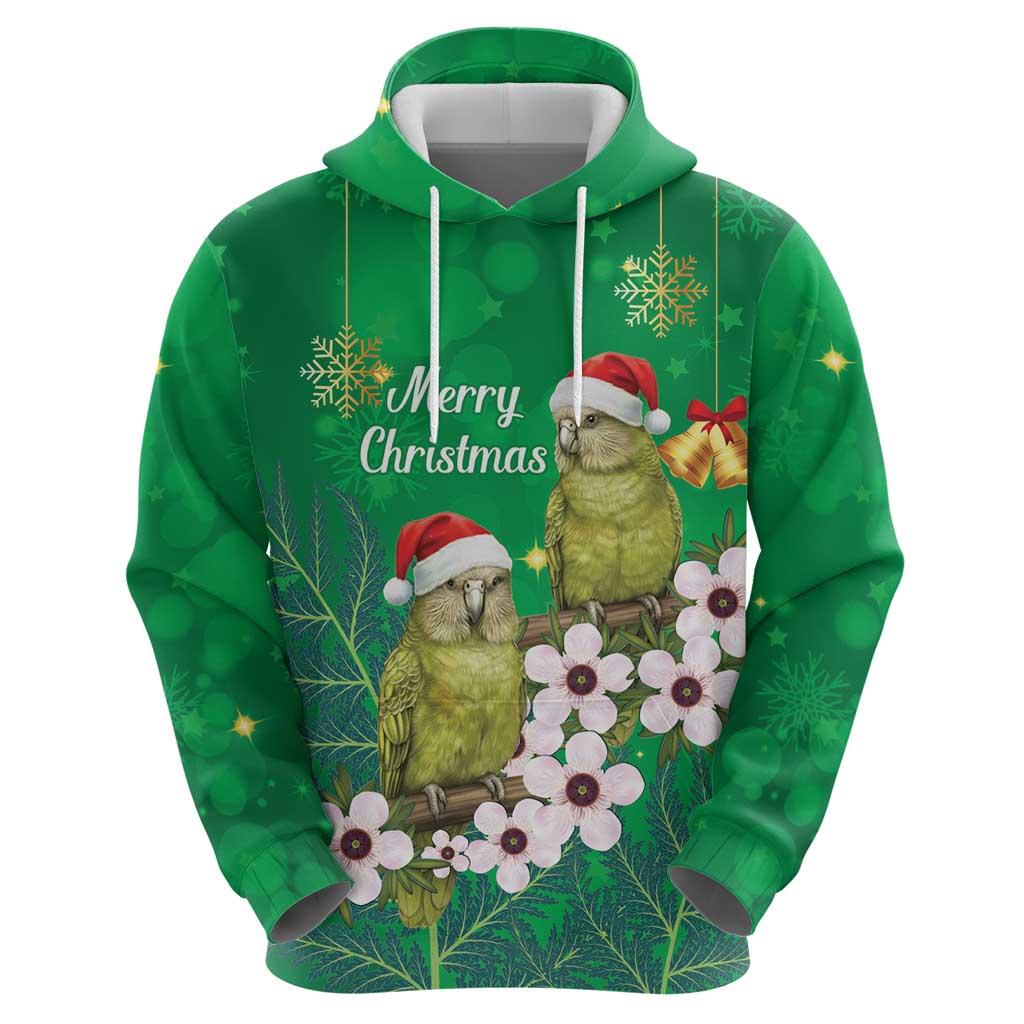 New Zealand Kakapo Christmas Hoodie Owl Parrot Santa Sliver Fern Manuka - Green LT14 - Polynesian Pride