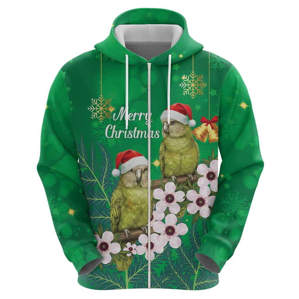 New Zealand Kakapo Christmas Hoodie Owl Parrot Santa Sliver Fern Manuka - Green LT14 - Polynesian Pride