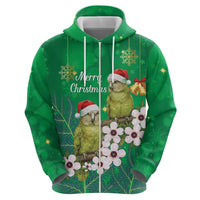 New Zealand Kakapo Christmas Hoodie Owl Parrot Santa Sliver Fern Manuka - Green LT14 - Polynesian Pride