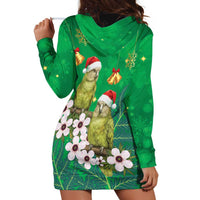 New Zealand Kakapo Christmas Hoodie Dress Owl Parrot Santa Sliver Fern Manuka - Green LT14 - Polynesian Pride