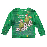 New Zealand Kakapo Christmas Kid Ugly Christmas Sweater Owl Parrot Santa Sliver Fern Manuka - Green LT14 Kid Green - Polynesian Pride