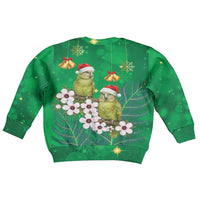 New Zealand Kakapo Christmas Kid Ugly Christmas Sweater Owl Parrot Santa Sliver Fern Manuka - Green LT14 - Polynesian Pride