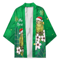 New Zealand Kakapo Christmas Kimono Owl Parrot Santa Sliver Fern Manuka - Green LT14 Unisex Green - Polynesian Pride