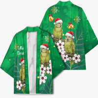 New Zealand Kakapo Christmas Kimono Owl Parrot Santa Sliver Fern Manuka - Green LT14 - Polynesian Pride