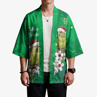New Zealand Kakapo Christmas Kimono Owl Parrot Santa Sliver Fern Manuka - Green LT14 - Polynesian Pride