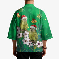 New Zealand Kakapo Christmas Kimono Owl Parrot Santa Sliver Fern Manuka - Green LT14 - Polynesian Pride