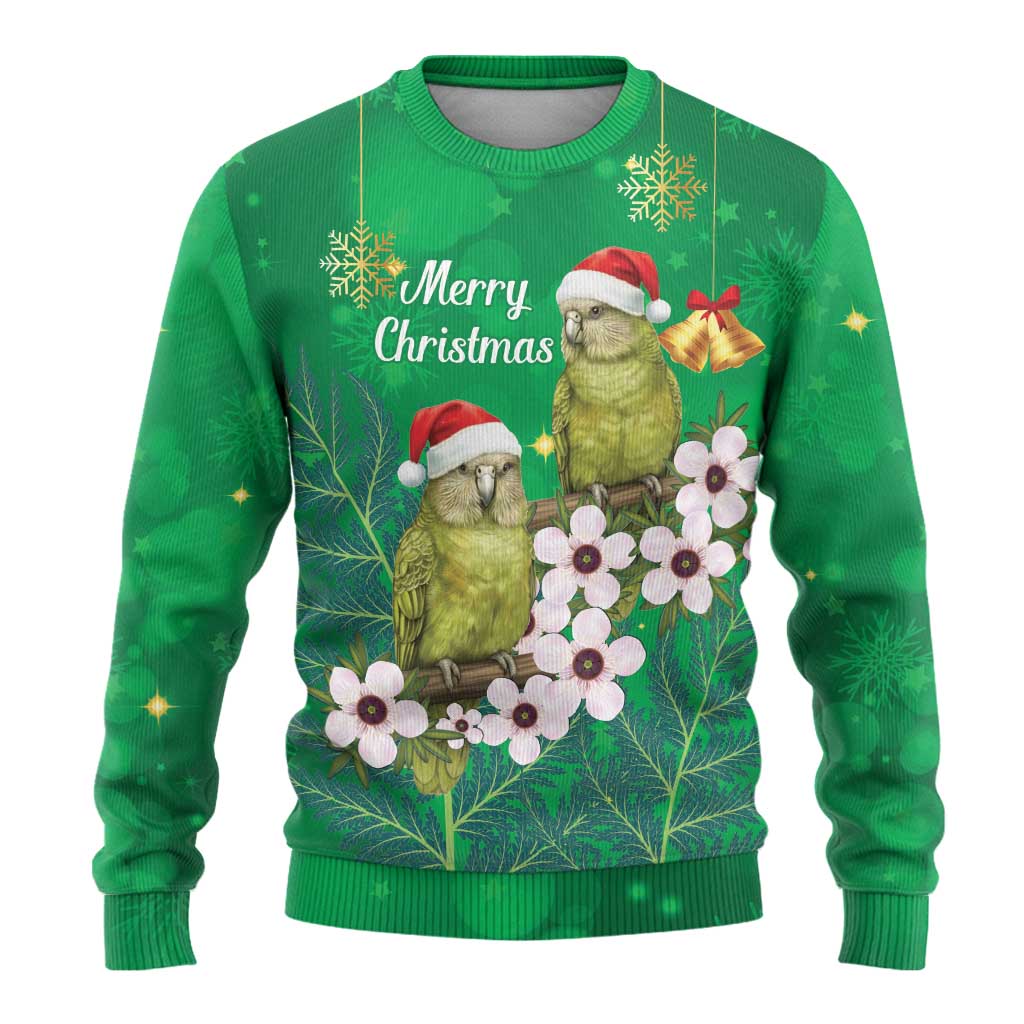 New Zealand Kakapo Christmas Ugly Christmas Sweater Owl Parrot Santa Sliver Fern Manuka - Green LT14 - Polynesian Pride