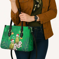 New Zealand Kakapo Christmas Leather Bag Owl Parrot Santa Sliver Fern Manuka - Green LT14 - Polynesian Pride