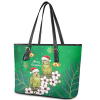 New Zealand Kakapo Christmas Leather Tote Bag Owl Parrot Santa Sliver Fern Manuka - Green LT14 - Polynesian Pride