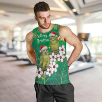 New Zealand Kakapo Christmas Men Tank Top Owl Parrot Santa Sliver Fern Manuka - Green LT14 Green - Polynesian Pride