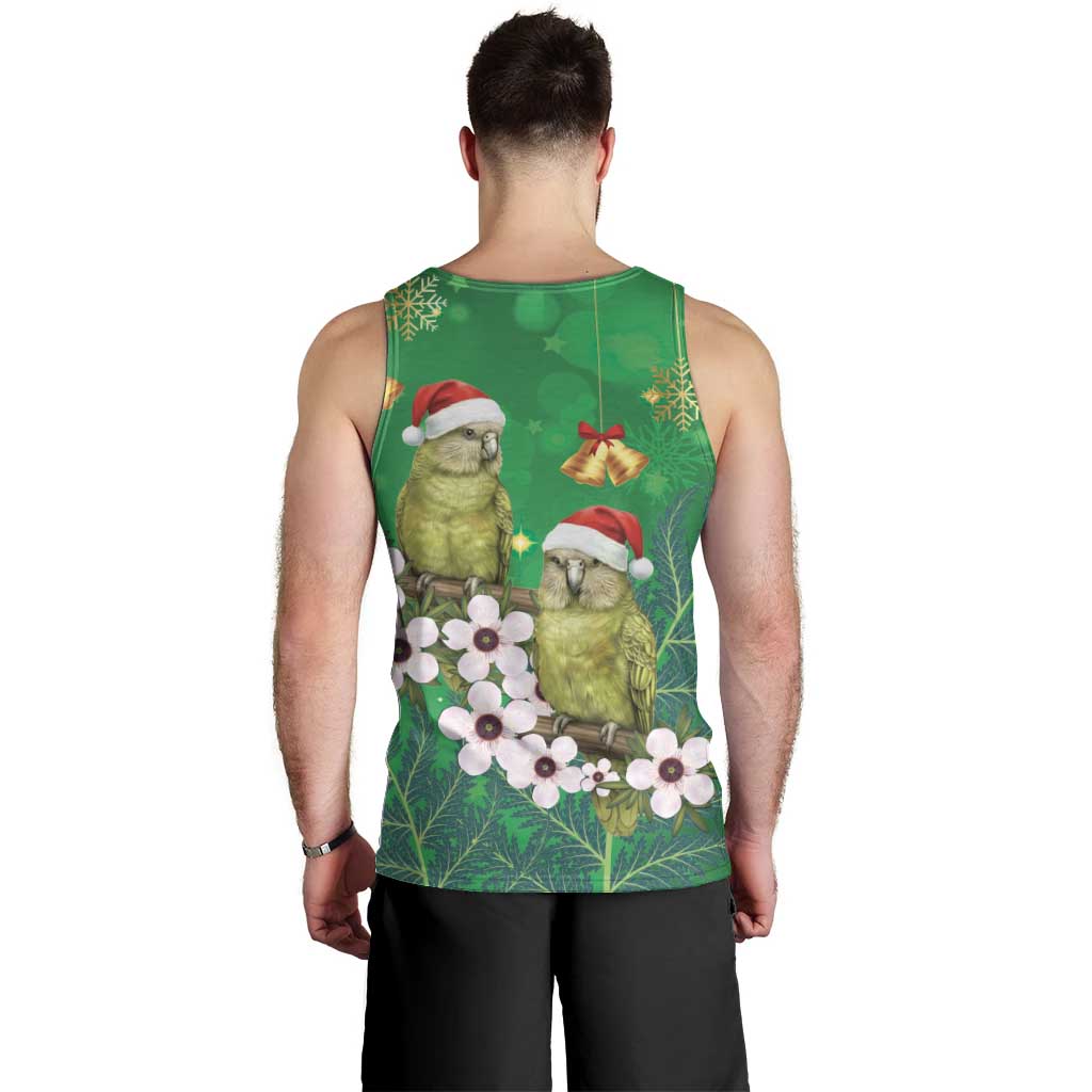 New Zealand Kakapo Christmas Men Tank Top Owl Parrot Santa Sliver Fern Manuka - Green LT14 - Polynesian Pride