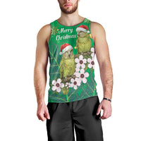New Zealand Kakapo Christmas Men Tank Top Owl Parrot Santa Sliver Fern Manuka - Green LT14 - Polynesian Pride