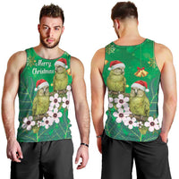 New Zealand Kakapo Christmas Men Tank Top Owl Parrot Santa Sliver Fern Manuka - Green LT14 - Polynesian Pride