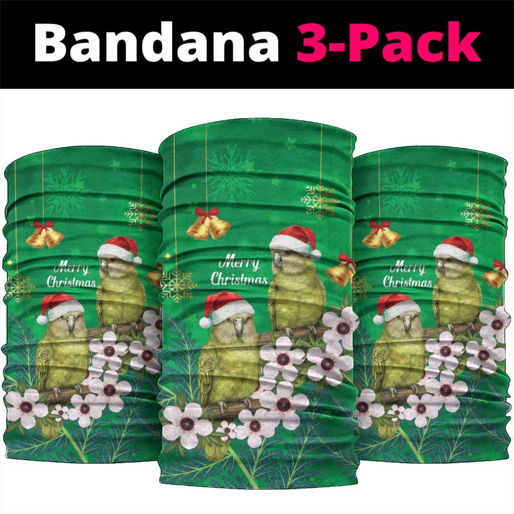 New Zealand Kakapo Christmas Neck Gaiter Owl Parrot Santa Sliver Fern Manuka - Green LT14 package One Size: 25*50cm Green - Polynesian Pride