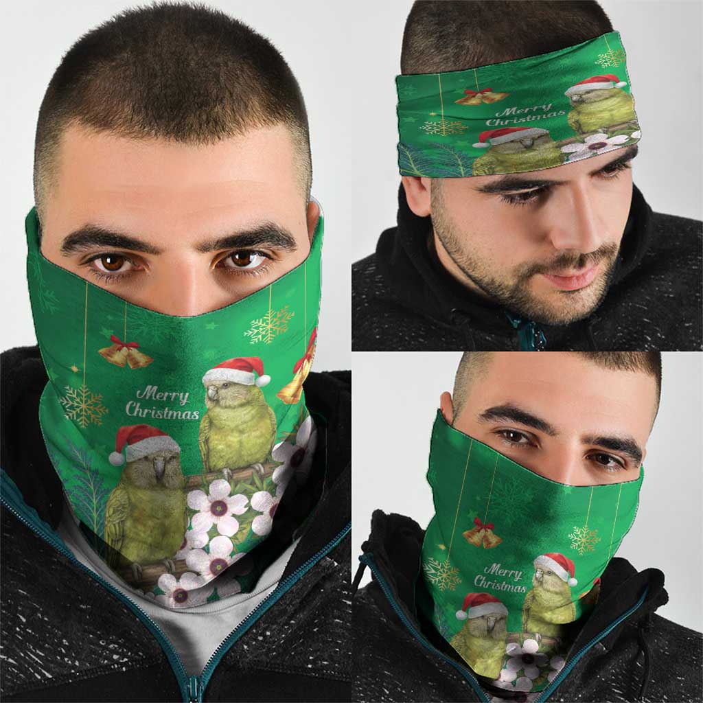 New Zealand Kakapo Christmas Neck Gaiter Owl Parrot Santa Sliver Fern Manuka - Green LT14 - Polynesian Pride
