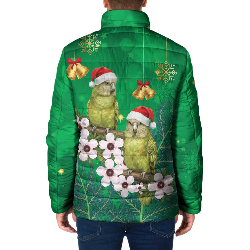 New Zealand Kakapo Christmas Padded Jacket Owl Parrot Santa Sliver Fern Manuka - Green LT14 - Polynesian Pride
