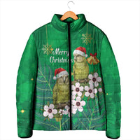 New Zealand Kakapo Christmas Padded Jacket Owl Parrot Santa Sliver Fern Manuka - Green LT14 - Polynesian Pride