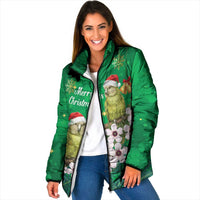 New Zealand Kakapo Christmas Padded Jacket Owl Parrot Santa Sliver Fern Manuka - Green LT14 Women Green - Polynesian Pride