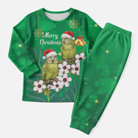 New Zealand Kakapo Christmas Pajama Set Owl Parrot Santa Sliver Fern Manuka - Green LT14 Men Green - Polynesian Pride